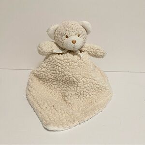Blankets & Beyond Teddy Bear Lovey Sherpa White Baby Blanket Lovie Nunu Toy Soft